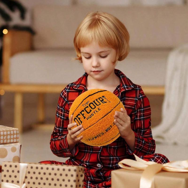 Basketball Shaped Plush Toy, 1 Count Basketball Stuffed Toy, Plush Basketball Shaped Embroidered Pillow, Ideal Gift for Sports Enthusiasts & Fans, Birthday Gifts