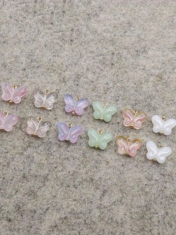 Mixed Color Butterfly Shaped Beads, 5 10pcs Cute DIY Jewelry Making Supplies for Bracelet & Necklace, Fashion Accessories for Women & Girls