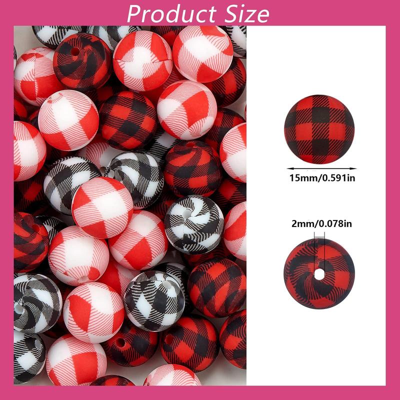 15mm Lattice Pattern Silicone Bead, 1 Set Mixed Color DIY Jewelry Making Supplies for Necklace, Bracelet, Keychain, Phone Chain