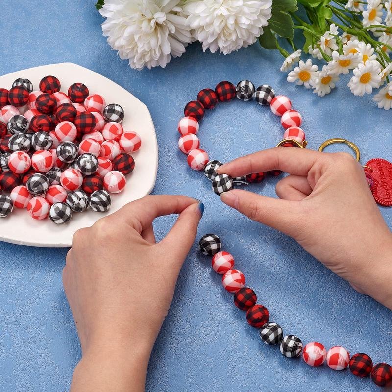 15mm Lattice Pattern Silicone Bead, 1 Set Mixed Color DIY Jewelry Making Supplies for Necklace, Bracelet, Keychain, Phone Chain