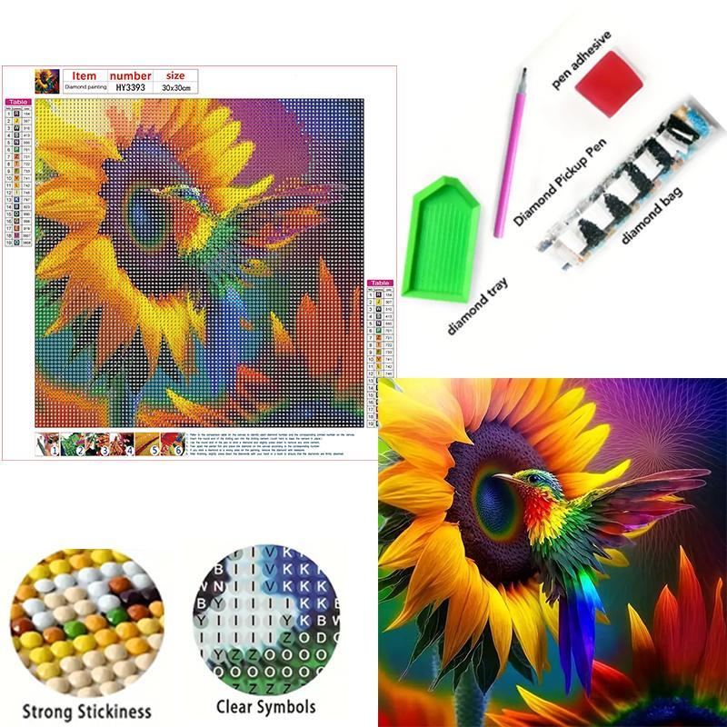 Sunflower & Bird Pattern Diamond Painting Kit, DIY 5D Diamond Painting Kit, Home Wall Craft Decoration Without Frame