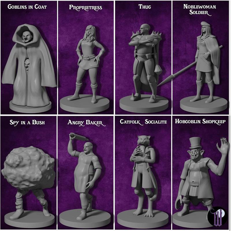 Wildspire 58 Fantasy Miniatures Set Townsfolk Characters for DND Miniatures Bulk 28mm Dungeons and Dragons Miniatures | for DND Minis and D&D Miniatures I Character Sheets & Quests