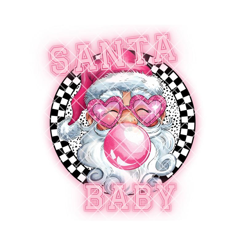 Santa Baby Bubble Gum DTF Transfer for Printing