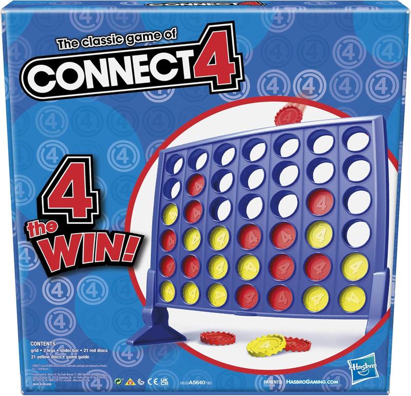 Hasbro Gaming Connect 4 Classic Grid,4 in a Row Game,Strategy Board Games for Kids,2 Player for Family and Kids, Ages 6 and Up