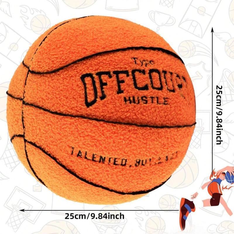 Basketball Shaped Plush Toy, 1 Count Basketball Stuffed Toy, Plush Basketball Shaped Embroidered Pillow, Ideal Gift for Sports Enthusiasts & Fans, Birthday Gifts