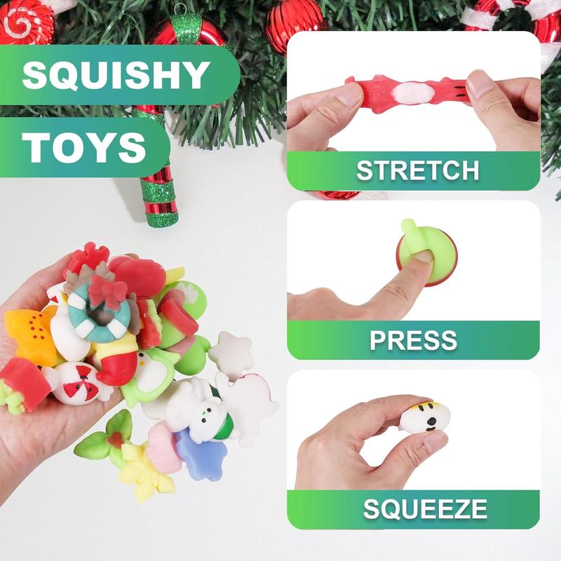 32pcs Christmas Mochi Squishy Toys,Slow Rising Soft Squishies Toy,Stress Relief Toys,Party Favors Bulk for Kids,Squishy Goodie Bag Gifts,Christmas Treat Bag Classroom Prizes for Kids