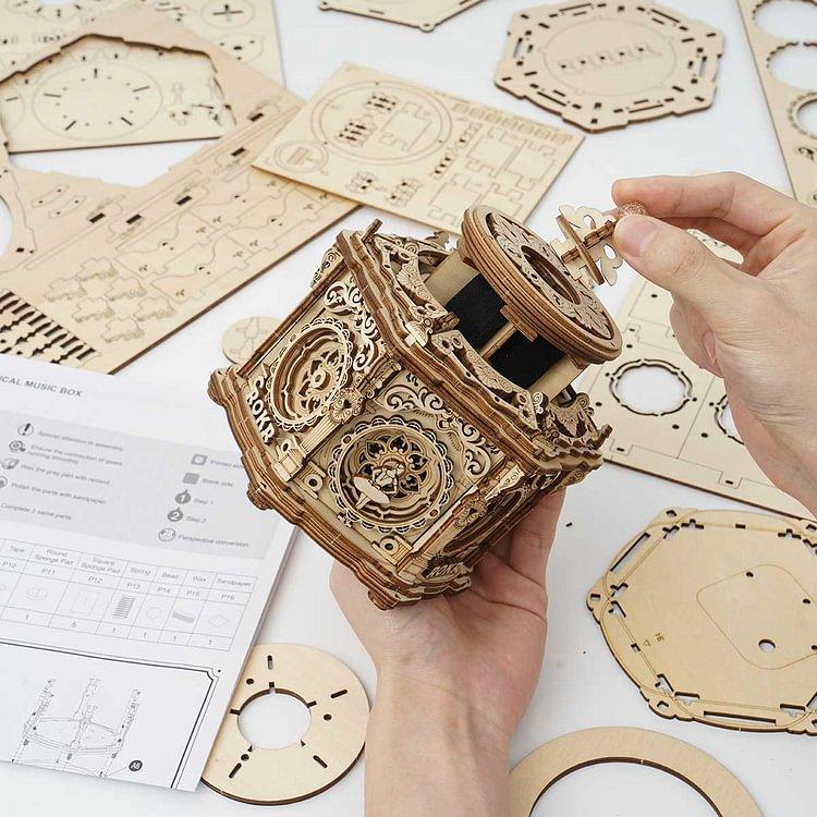 ROKR 3D Wooden Puzzles Music Box (Secret Garden) - Model Kits for Adults Spinning Musical Jewelry Box Vintage Keepsakes Storage, Gifts for Teens Woman Man