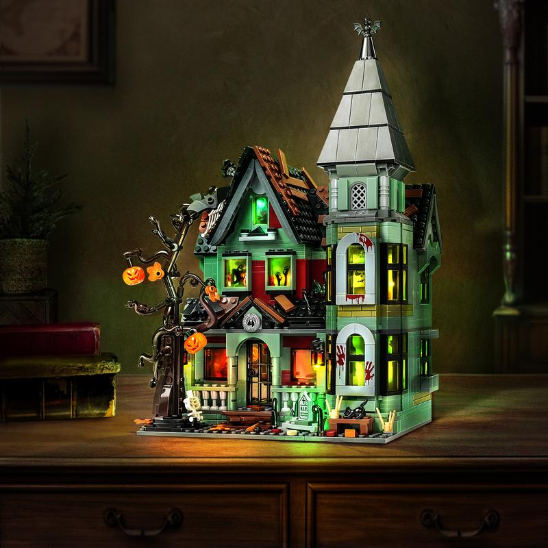 Best Halloween Haunted House Building Blocks Set with LED Light, Perfect Halloween Toys and Gifts for Fans and Kids (1196 pcs)