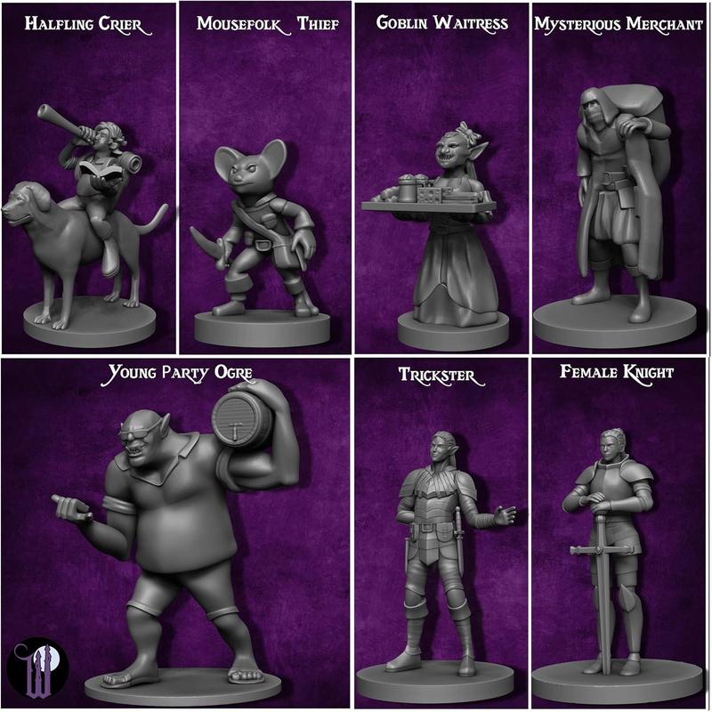 Wildspire 58 Fantasy Miniatures Set Townsfolk Characters for DND Miniatures Bulk 28mm Dungeons and Dragons Miniatures | for DND Minis and D&D Miniatures I Character Sheets & Quests