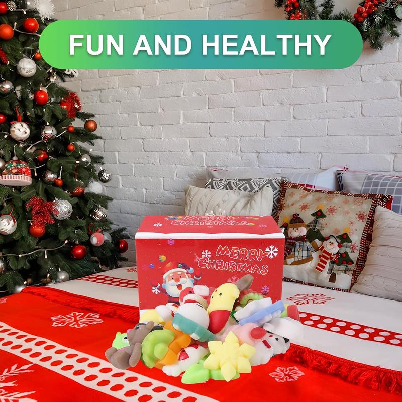 32pcs Christmas Mochi Squishy Toys,Slow Rising Soft Squishies Toy,Stress Relief Toys,Party Favors Bulk for Kids,Squishy Goodie Bag Gifts,Christmas Treat Bag Classroom Prizes for Kids