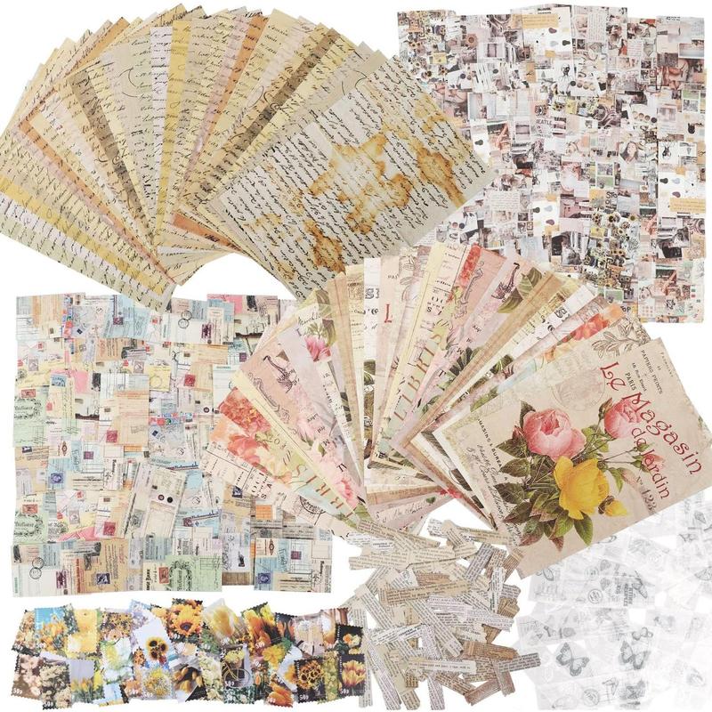 Vintage Scrapbook Paper Journaling Scrapbooking Supplies Kit Aesthetic Decorative Craft Paper include 40 Sheet Flowers Stickers for Planner, Bullet Journaling, Junk Journal, Retro Crafts