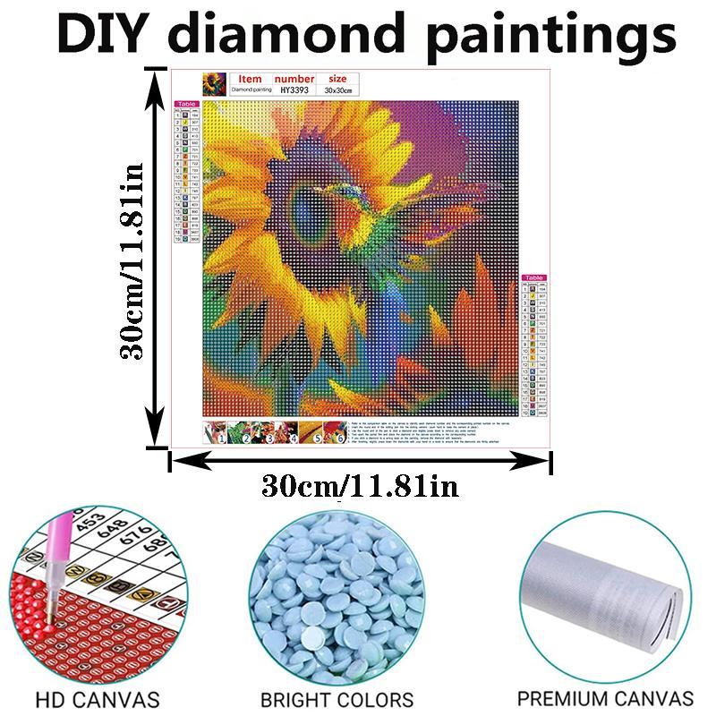 Sunflower & Bird Pattern Diamond Painting Kit, DIY 5D Diamond Painting Kit, Home Wall Craft Decoration Without Frame