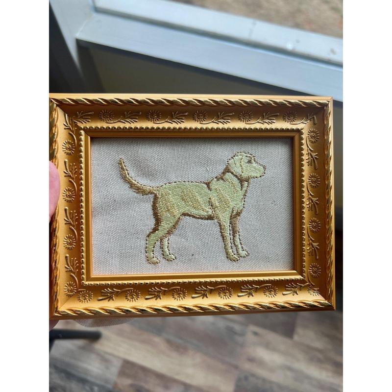 Yellow Labrador Retriever Machine Embroidered and Framed!  Other Breeds and Designs Available!