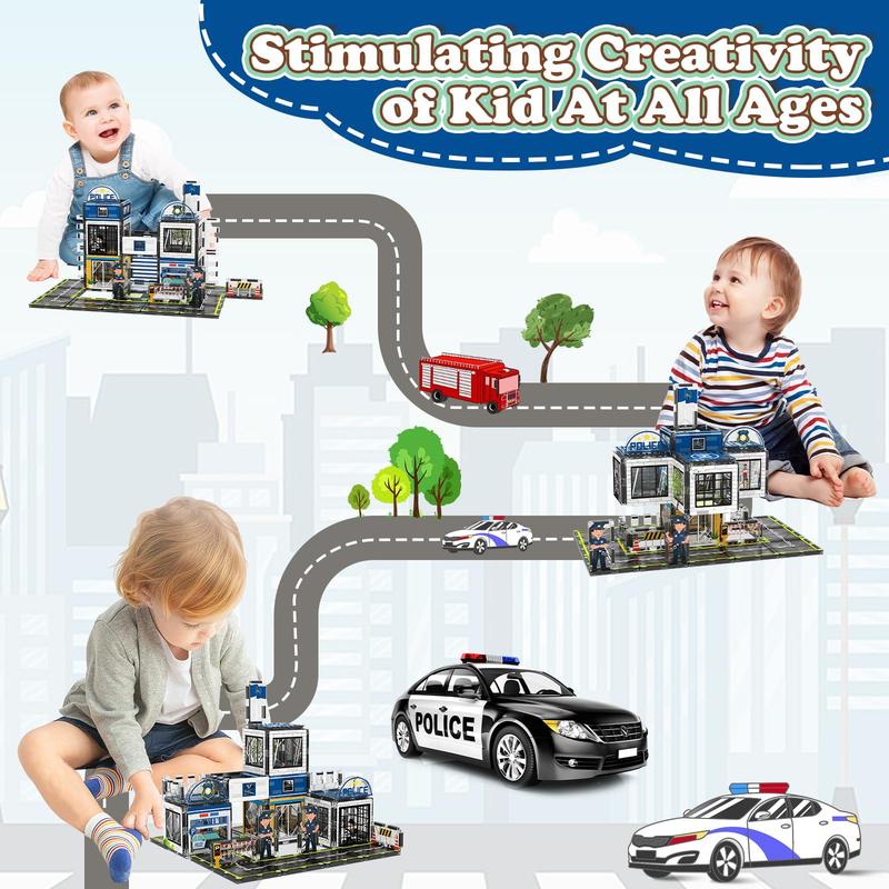 Magnetic Tiles, 50PCS Police Station Theme Building Blocks Set, Magnet Building Blocks and STEM Preschool Toys for Toddlers Kids building  kits magnetic blocks building set