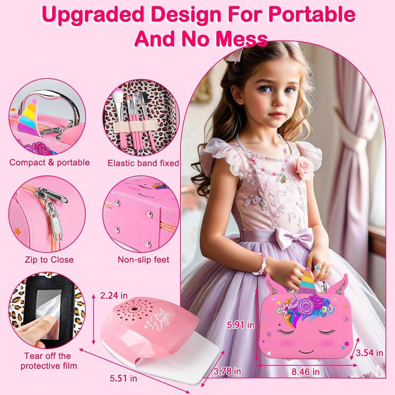 Christmas gift 2-in-1 Washable Kids Makeup & Nail Art Kit – Unicorn Cosmetic Set for Girls Ages 3-12