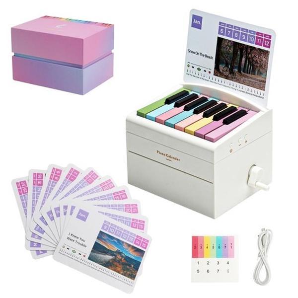 2024 Hot SalePlayable Mini Piano Calendar, 1 Set Rechargeable 15 Key Piano Table Calendar with Simplified Sheet Music,creative Gift, Birthday Gifts, Wedding Gift, Gifts for Women for Girlfrien,Singing characters and landscapes pictures randomly posted