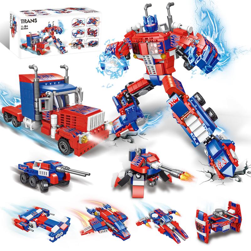 Transforming Building Block Sets, 6 in 2 Building Transform Robot Construction Truck Blocks Toy, Building Blocks Toy for Age 14 And Above