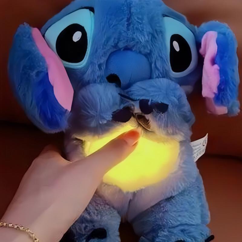 Stitch toys Anxiety Relief Plush Animal Breathing Relief Plush Animal Baby Sound Machine with Sensory Details Music Lights and Rhythmic Breathing Movements