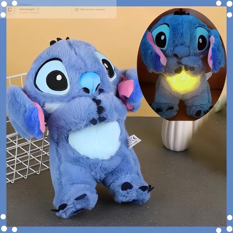 Stitch toys Anxiety Relief Plush Animal Breathing Relief Plush Animal Baby Sound Machine with Sensory Details Music Lights and Rhythmic Breathing Movements