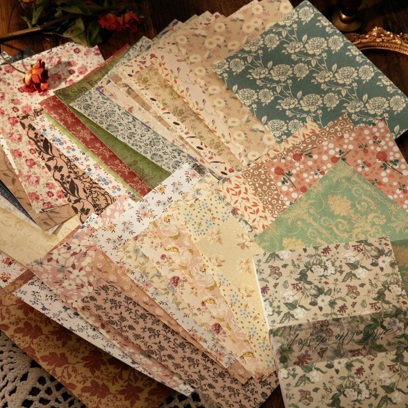 Random Vintage Pattern DIY Material Paper, 100pcs Multipurpose Decorative Background Paper For Journaling, Scrapbooking, Students Stationery Supplies, Trending Home Decor 2024