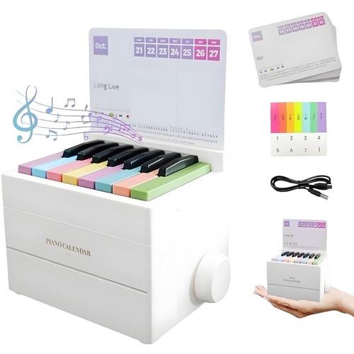 2024 Hot SalePlayable Mini Piano Calendar, 1 Set Rechargeable 15 Key Piano Table Calendar with Simplified Sheet Music,creative Gift, Birthday Gifts, Wedding Gift, Gifts for Women for Girlfrien,Singing characters and landscapes pictures randomly posted