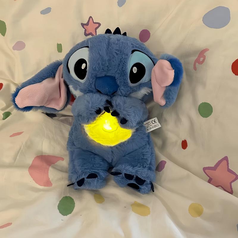 Stitch toys Anxiety Relief Plush Animal Breathing Relief Plush Animal Baby Sound Machine with Sensory Details Music Lights and Rhythmic Breathing Movements