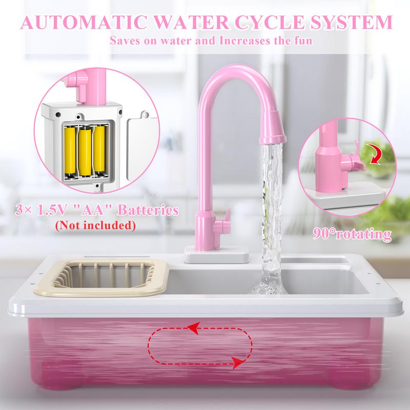 Automatic Circulating Water Sink toys Warm Water Color Changing Kitchen Toys Indoor Outdoor Toys Kitchen Toys, Christmas Gift, Birthday Gift