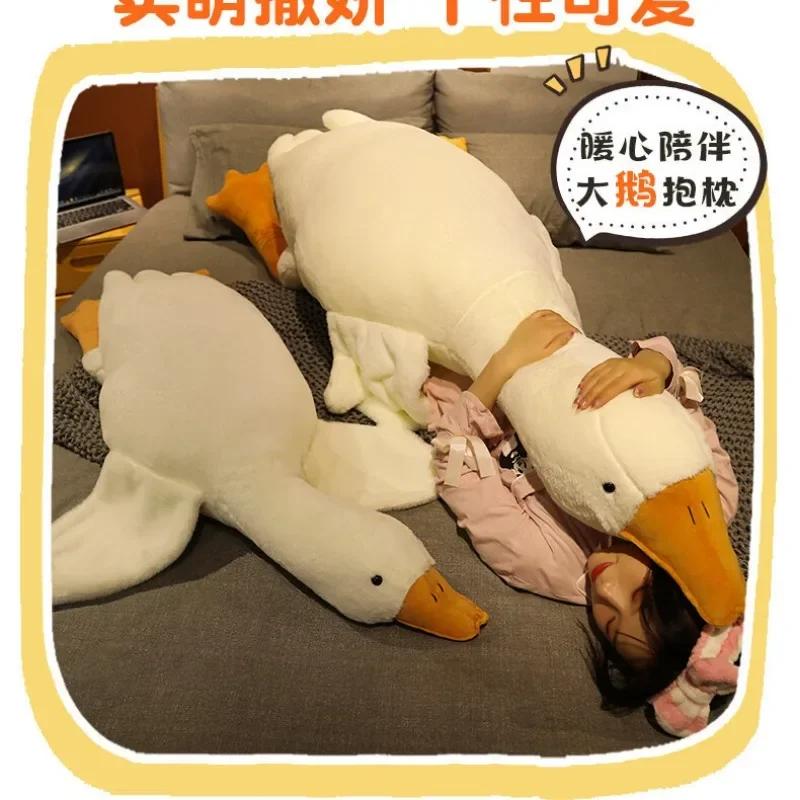 50 90 130 160cm Big White Goose Plush Toy Doll Soft Stuffed Sleep Pillow Cushion Gift for Kids Goose Mascot Hug Animals Giant