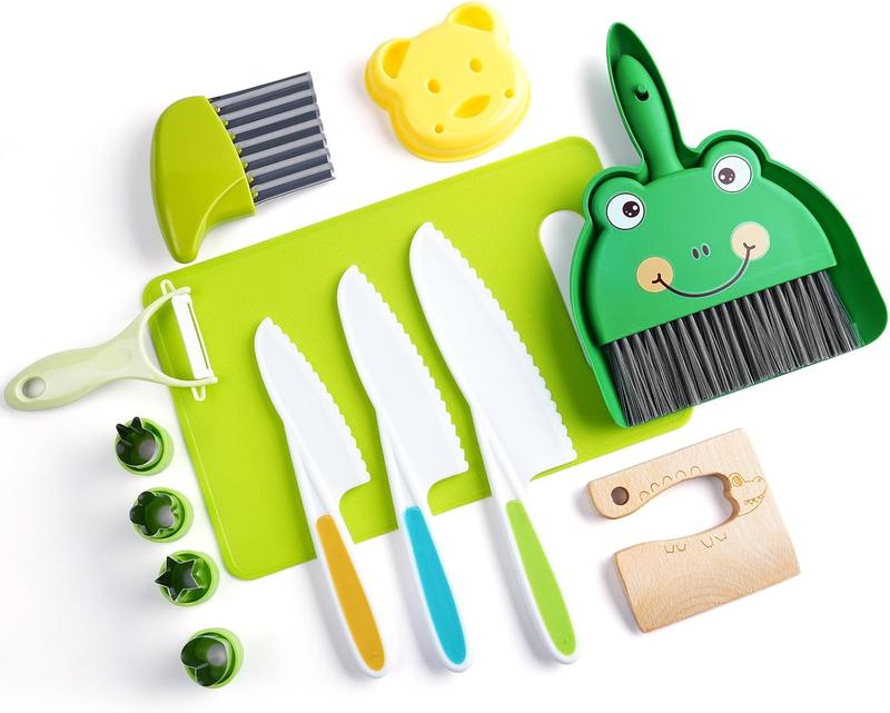 Montessori Kitchen Toys-14box Toddler Toys Kids Cooking Sets Real with Safe Knife Set Gift for -4-5-6-7-8 Years Old