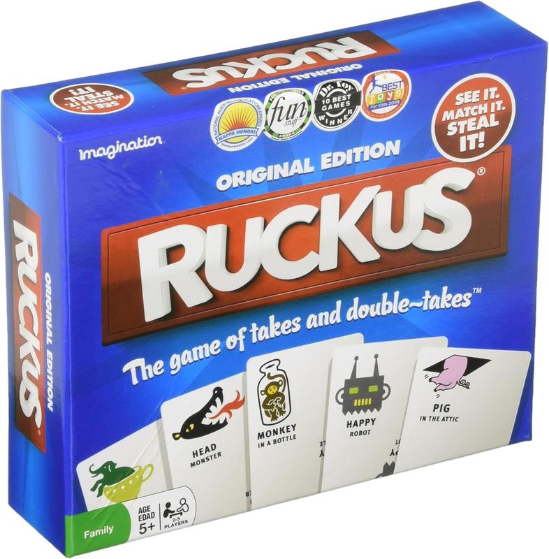 Ruckus Original Edition Fast-Paced Action Card Stealing Game, Quick Thinking, Agility, & Hand-Eye Coordination, Family Fun, Group & Party Game, Ages 5+, 2-5 Players