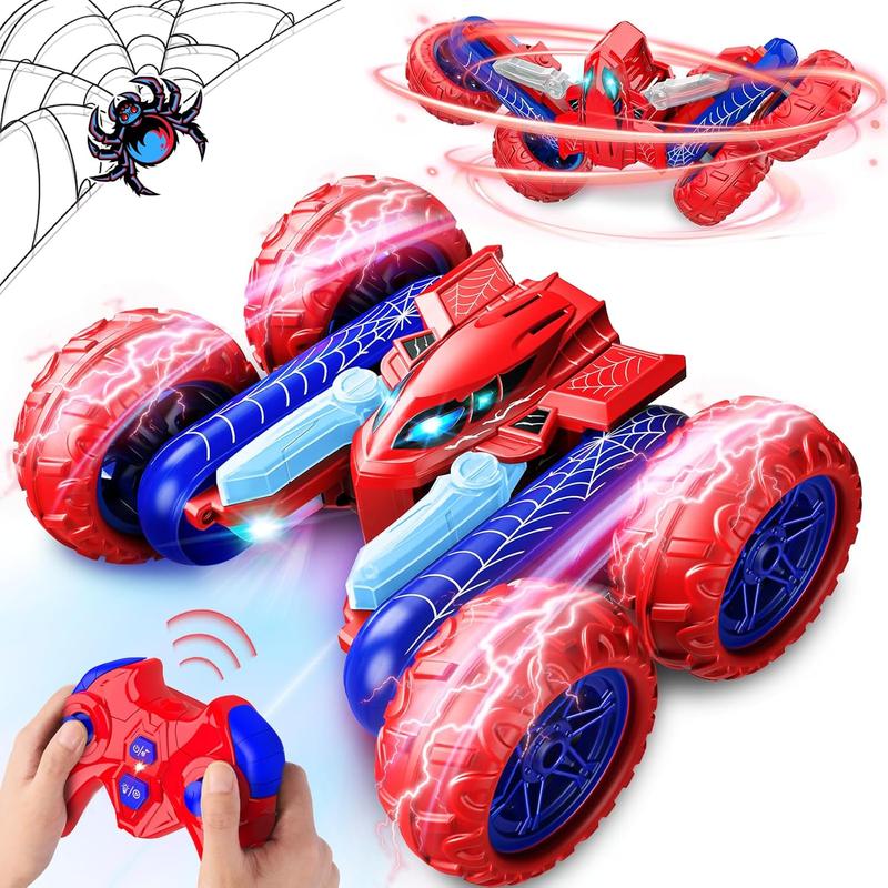 Spider Remote Control Car Toys: Double Sided RC Cars Outdoor Toy for 4 5 6 7 8 9 10 Year Old Boys Girls Ages 5-7 Christmas Birthday Gifts Rechargeable Upright Stunt Car 360? Flip 4WD Gifts Age 4-6-13