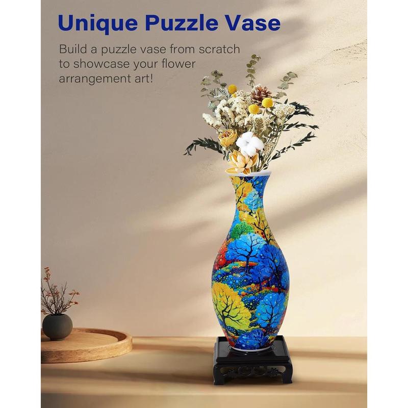 3D Puzzles for Adults, 160 Pieces 3D Puzzle Vase for Flowers, Unique Arts and Crafts for Adults, Unique Housewarning Gifts for Women & Men, Plastic Puzzle Vase for Home and Office Decor