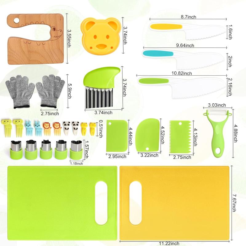 13&28 Pcs Toddler Safe Cooking Set，Knife，Wood  Cutter  & crinkle &Peeler & Cutting Board ，Sensory kitchenset，Culinary Tools for Kids, Foster Skills & Funcuc ，Christmas Gift kid  kitchenset kid knives