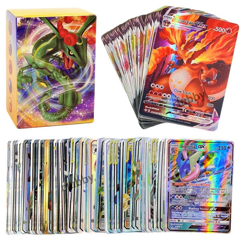 Set of 100 Pokemon TCG Rare Charizard Vmax Gx Rainbow Cards Children's Toys