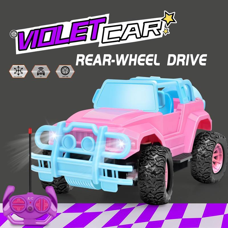 Remote Control Car for Kids, 1:20 Scale Rc Trucks for Girls Age 4-7, Pink Rc Cars Toys for Ages 5-7 8-13 Boys Girls Birthday Gift, Off Road Trucks with Mini Doll & DIY Sticker