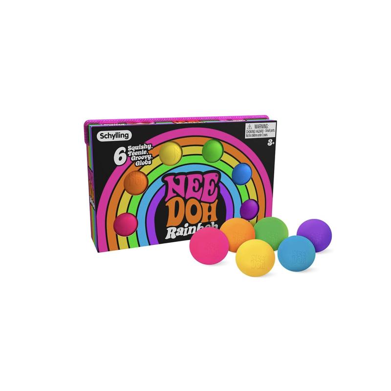 Schylling NeeDoh Rainboh Teenie - Sensory Fidget Toy - 6 Mini Groovy Globs - Ages 3 to Adult nee doh  gumdrop