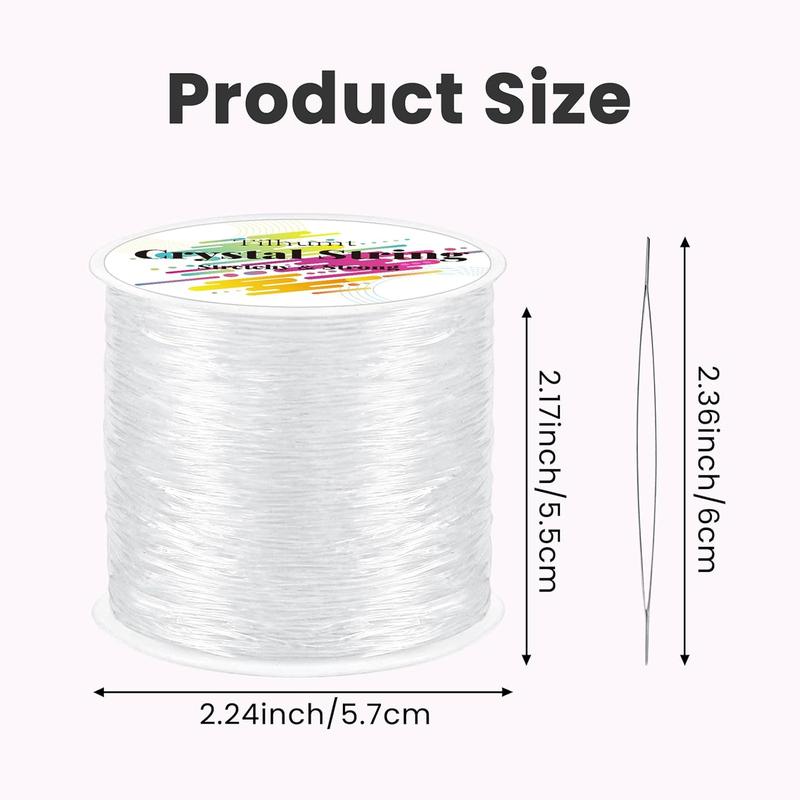 Tilhumt 1mm Elastic String, 328Feet Stretchy Bracelet Crystal String with 2 Beading Needles and 1 Scissors for Beading and Jewelry Making e led tric beadspinner bracelet making Elastic Bracelet christmas 2024