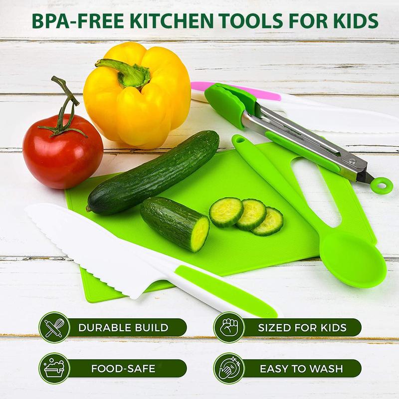 Baking Sets for Girls, Boys, Toddler - Real Kitchen Utensils with Kid Safe Knives Pretend play