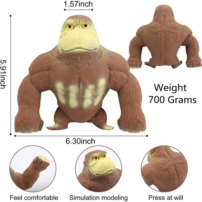 Squeeze Toy, Squishy Monkey Toy,Stretchy Glue-Sand Filled Rubber Gorilla,Elastic Stretchable, Autism,Decompression Toy for Adults and Children Animal for,Gift for Christmas, (Medium Edition)