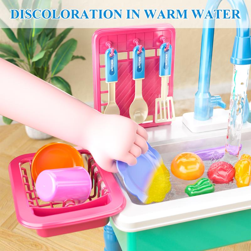 Automatic Circulating Water Sink toys Warm Water Color Changing Kitchen Toys Indoor Outdoor Toys Kitchen Toys, Christmas Gift, Birthday Gift