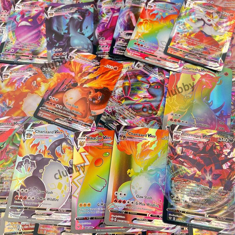 Set of 100 Pokemon TCG Rare Charizard Vmax Gx Rainbow Cards Children's Toys