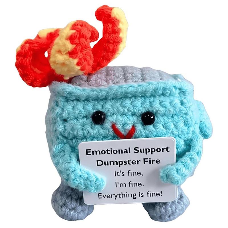 Crochet Dumpster Fire Cute Emotional Support Dumpster Fire Positive Crochet Dumpster Fire Funny Gifts for Friends Coworker