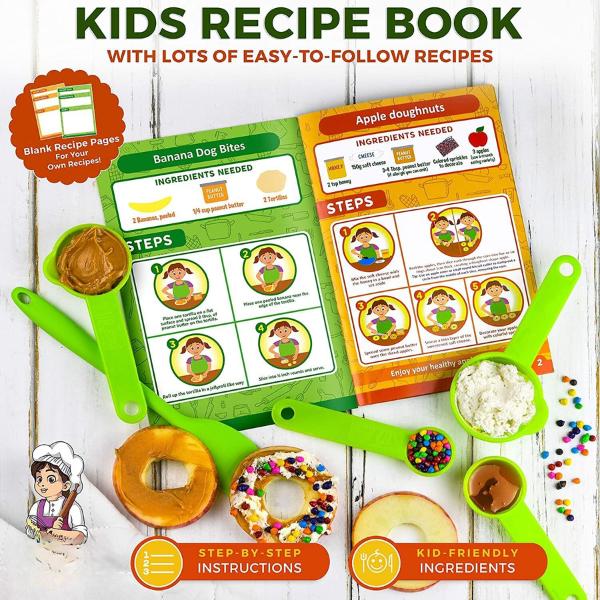 Baking Sets for Girls, Boys, Toddler - Real Kitchen Utensils with Kid Safe Knives Pretend play