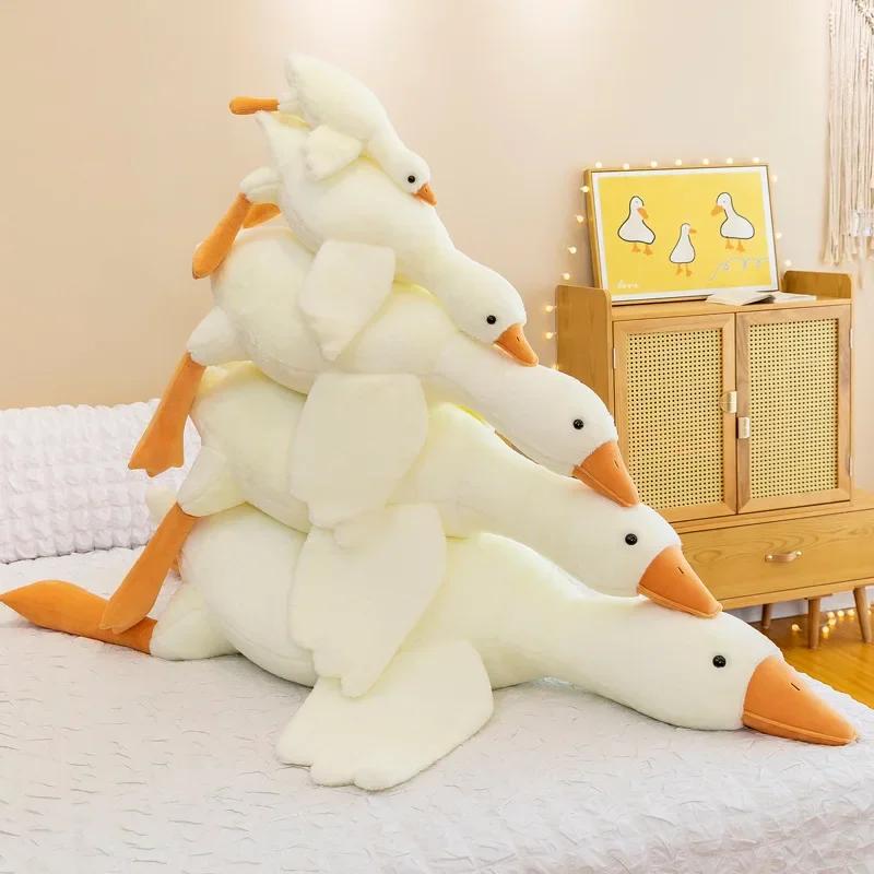 50 90 130 160cm Big White Goose Plush Toy Doll Soft Stuffed Sleep Pillow Cushion Gift for Kids Goose Mascot Hug Animals Giant