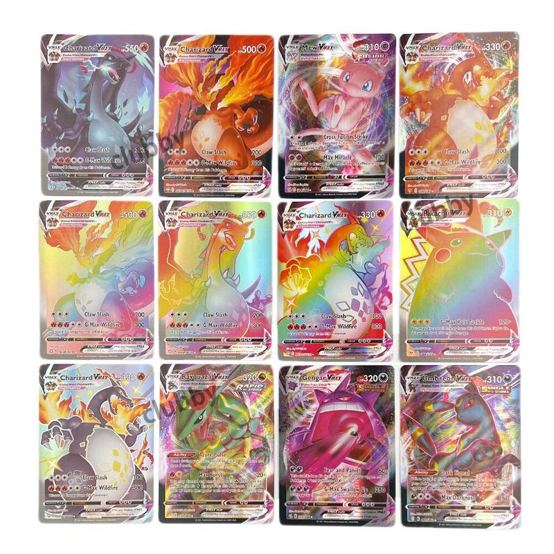 Set of 100 Pokemon TCG Rare Charizard Vmax Gx Rainbow Cards Children's Toys