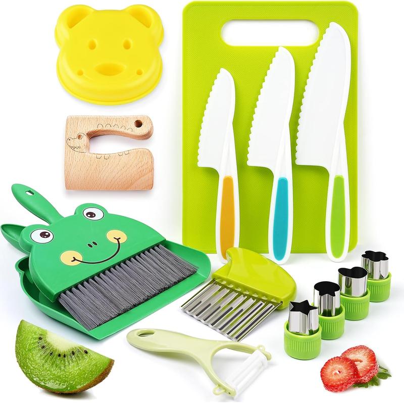 Montessori Kitchen Toys-14box Toddler Toys Kids Cooking Sets Real with Safe Knife Set Gift for -4-5-6-7-8 Years Old