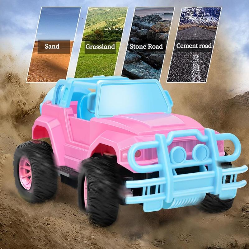 Remote Control Car for Kids, 1:20 Scale Rc Trucks for Girls Age 4-7, Pink Rc Cars Toys for Ages 5-7 8-13 Boys Girls Birthday Gift, Off Road Trucks with Mini Doll & DIY Sticker