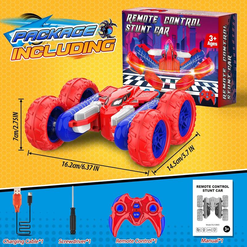 Spider Remote Control Car Toys: Double Sided RC Cars Outdoor Toy for 4 5 6 7 8 9 10 Year Old Boys Girls Ages 5-7 Christmas Birthday Gifts Rechargeable Upright Stunt Car 360? Flip 4WD Gifts Age 4-6-13