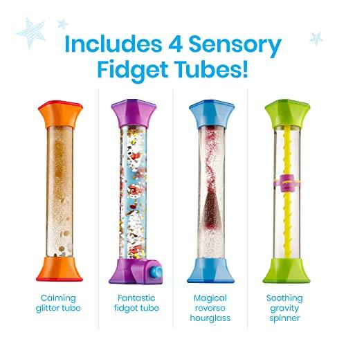 hand2mind Sensory Fidget Tubes, Calming Toys for Kids, Occupational Therapy Toys, Play Therapy, Stress Relief Toy, Comfort Items for Anxiety, Calm Down Corner Supplies (Set of 4)