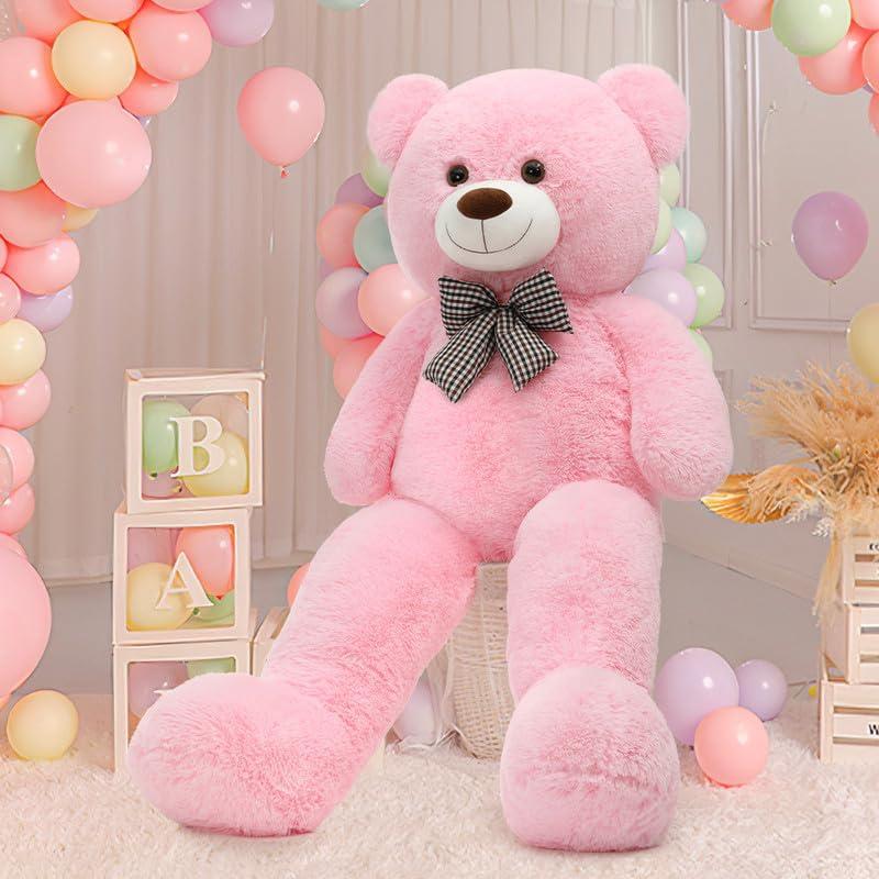 MorisMos Giant Teddy Bear Stuffed Animals Purple Plush Toy for Girlfriend Kids Christmas Valentine's Day Birthday (Pink, 47 Inches)